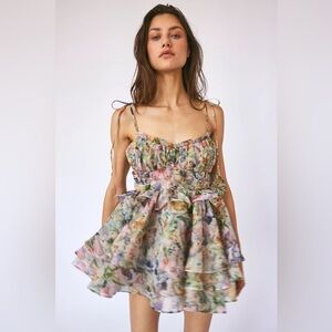 Selkie The Shakespeare Puff Mini Dress in Butterfly Botanics